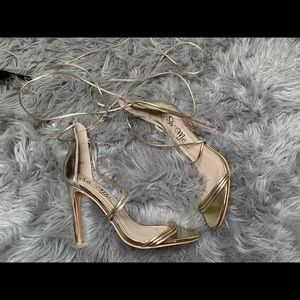 Gold Strappy Heels